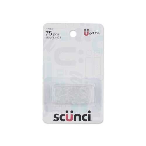 Scünci No Damage Clear Mini Poly Bands, 75 CT