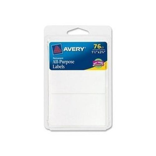 Avery All-Purpose Labels, Permanent,1-1/2x2-3/4, White - 75 ct