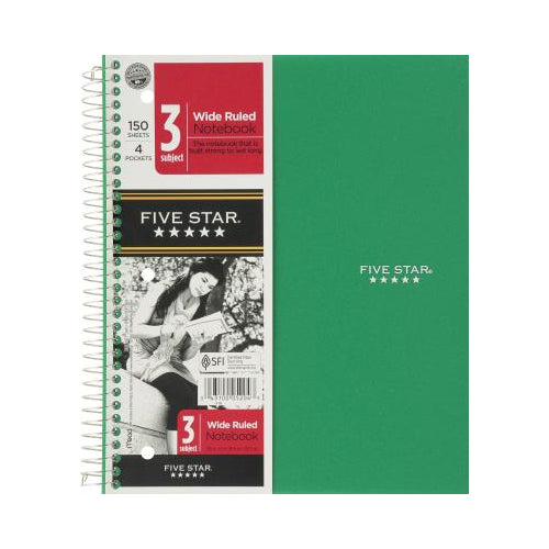 Five Star Wirebound Notebook, 3 Subject