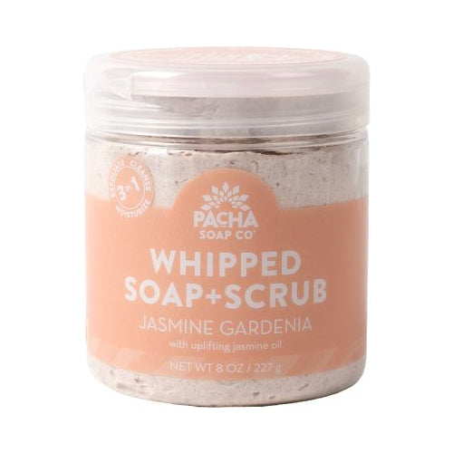 PACHA SOAP CO WHIPPED SOAP + SCRUB, JASMINE GARDENIA 8 OZ