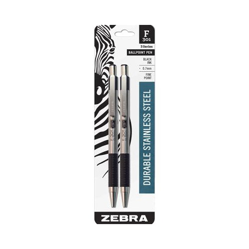 Zebra Durable Stainless Ballpoint Pen Black Ink