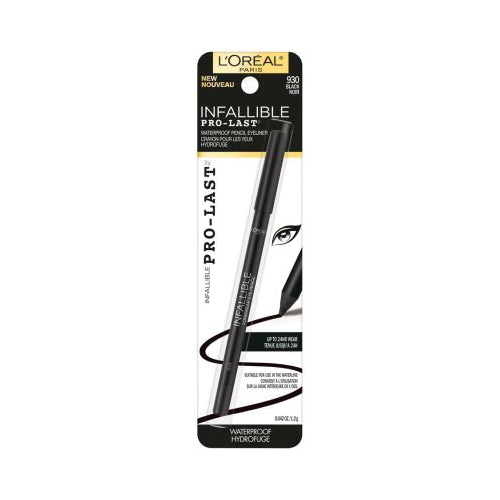 L'Oreal Paris Infallible Pro-Last Waterproof, Up to 24HR Pencil Eyeliner, Black, 0.042 oz.