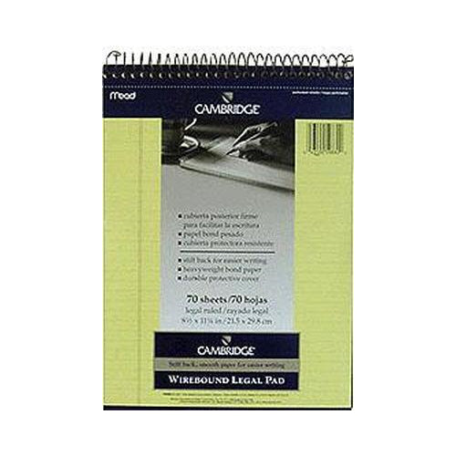 Cambridge Top Bound Stiff-Back Legal Ruled Notebook