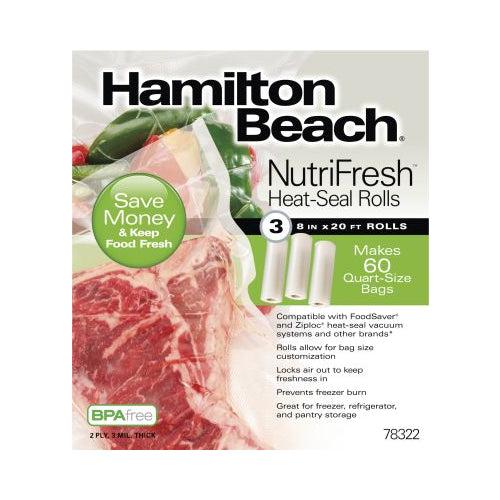 Hamilton Beach® NutriFresh™ Heat-Seal Rolls 3 8 in x 20 ft Rolls, N/A, 78322