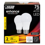 FEIT Electric 12.2 Watt Dimmable Enhance General Purpose LED A19 Light Bulbs, E26 Base - Bright White, 2 count-017801154436-LR-347801-1-LR eShop
