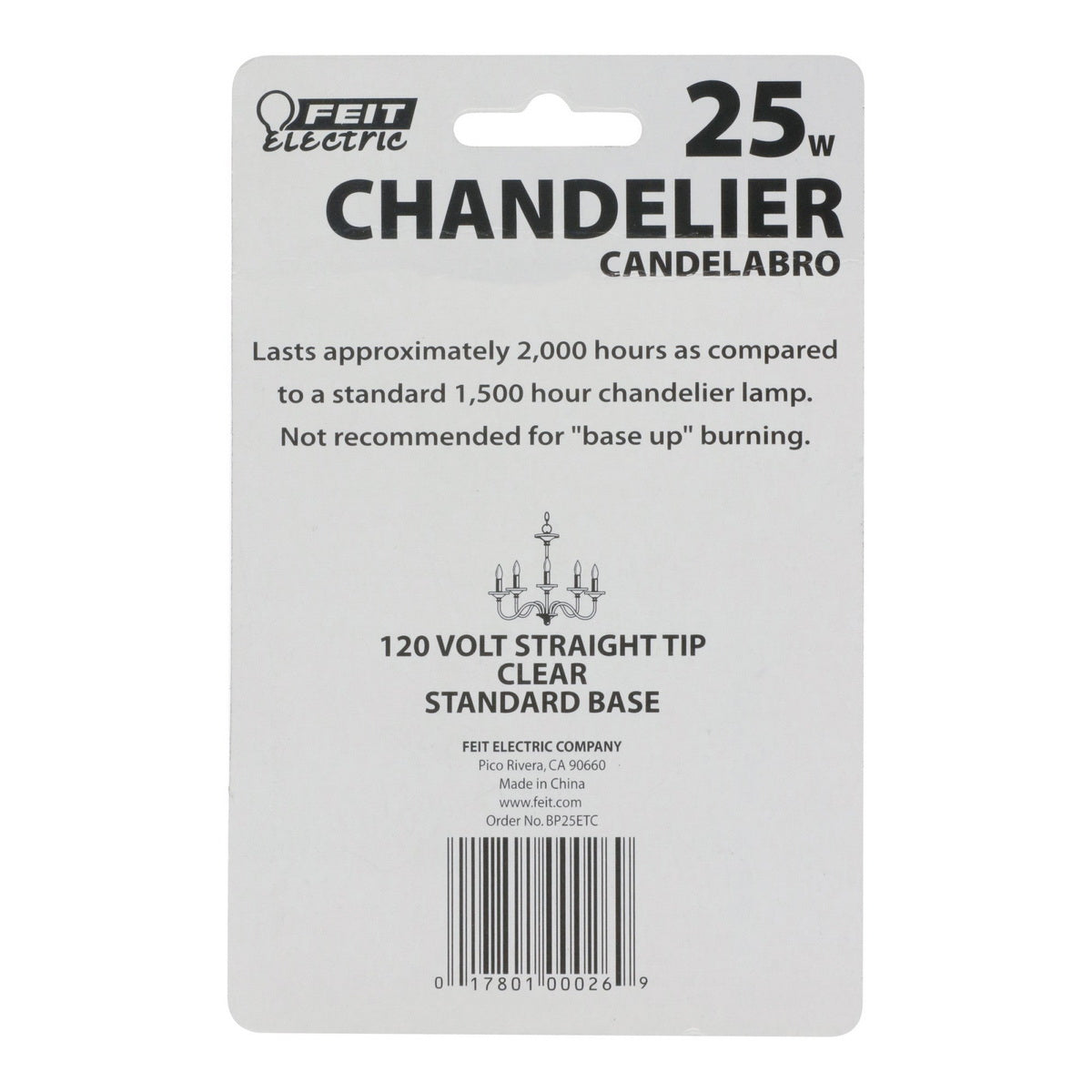 FEIT Electric 25 Watt Clear Torpedo Tip Incandescent Light Bulb, Medium Base - Clear, 2 count-017801000269-LR-230914-3-LR eShop