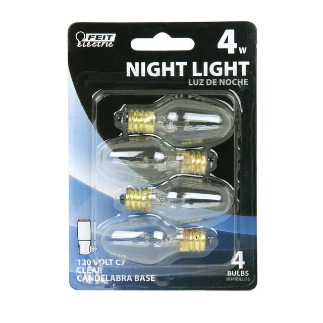 FEIT Electric 4 Watt Dimmable Incandescent C7 Night Light Bulb, E12 Base - Soft White, 4 count-017801005660-LR-230930-1-LR eShop