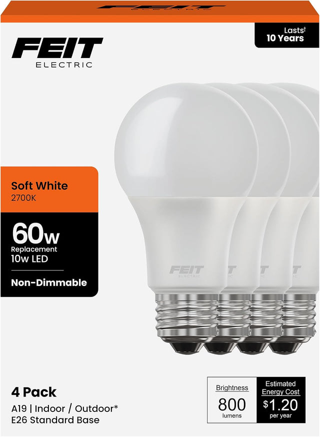 FEIT Electric 60 Watt LED Light Bulbs - Soft White, 4 count-017801143881-LR-306760-1-LR eShop