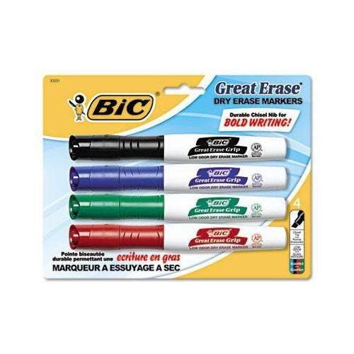 DRY ERASE MKR CHISEL GRIP 4PK