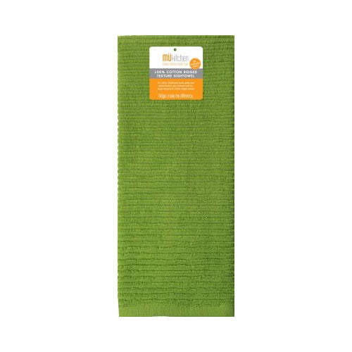 MUkitchen 100% Cotton Ridged Solid Towel - Cactus, 18"x28"