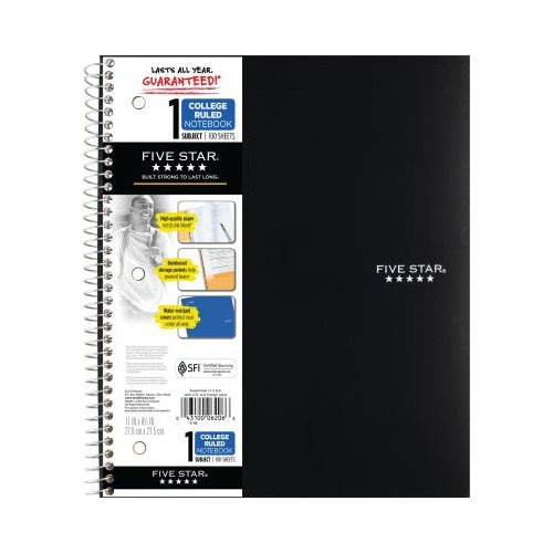 Five Star 1 Subject College Ruled Spiral Notebook - Assorted Colors-043100062066-LR-58719-1-LR eShop