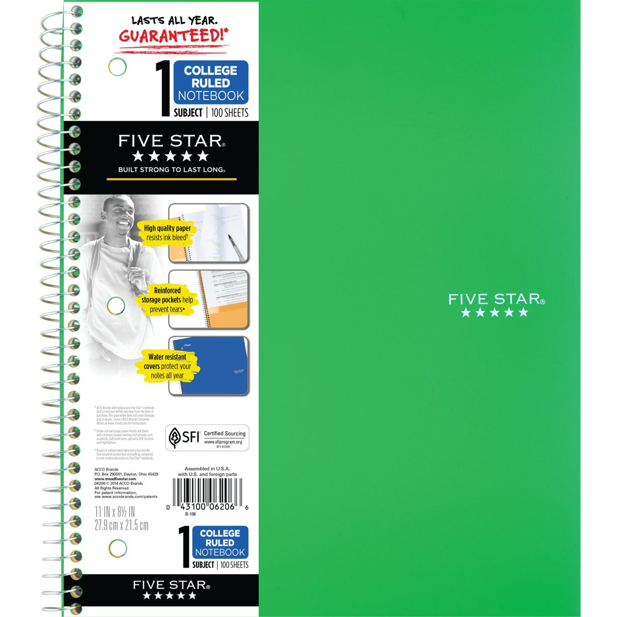 Five Star 1 Subject College Ruled Spiral Notebook - Assorted Colors-043100062066-LR-58719-2-LR eShop