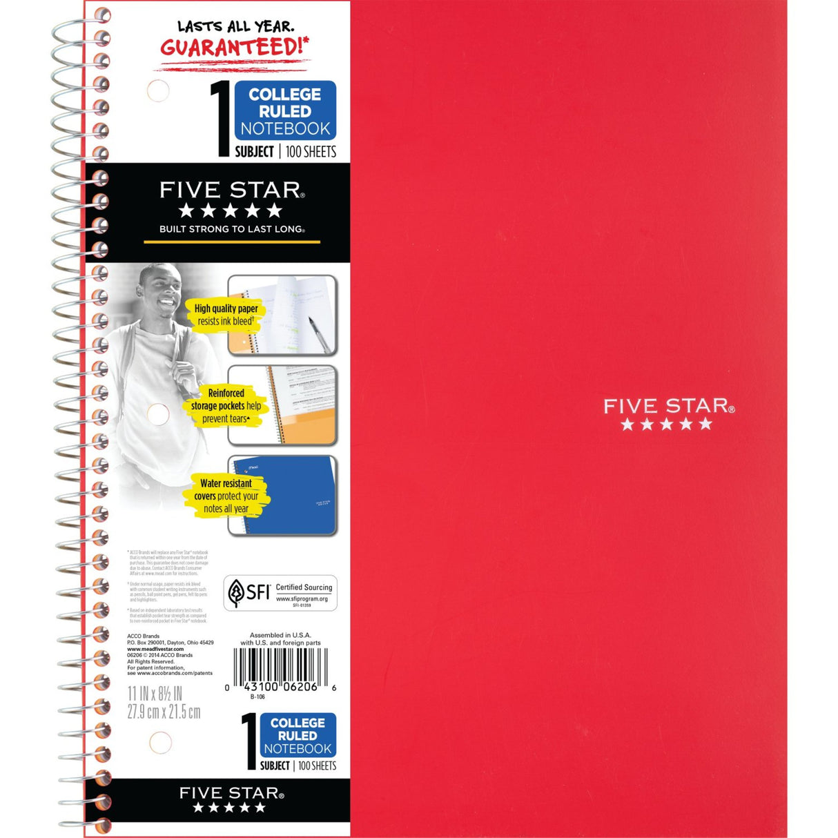 Five Star 1 Subject College Ruled Spiral Notebook - Assorted Colors-043100062066-LR-58719-3-LR eShop