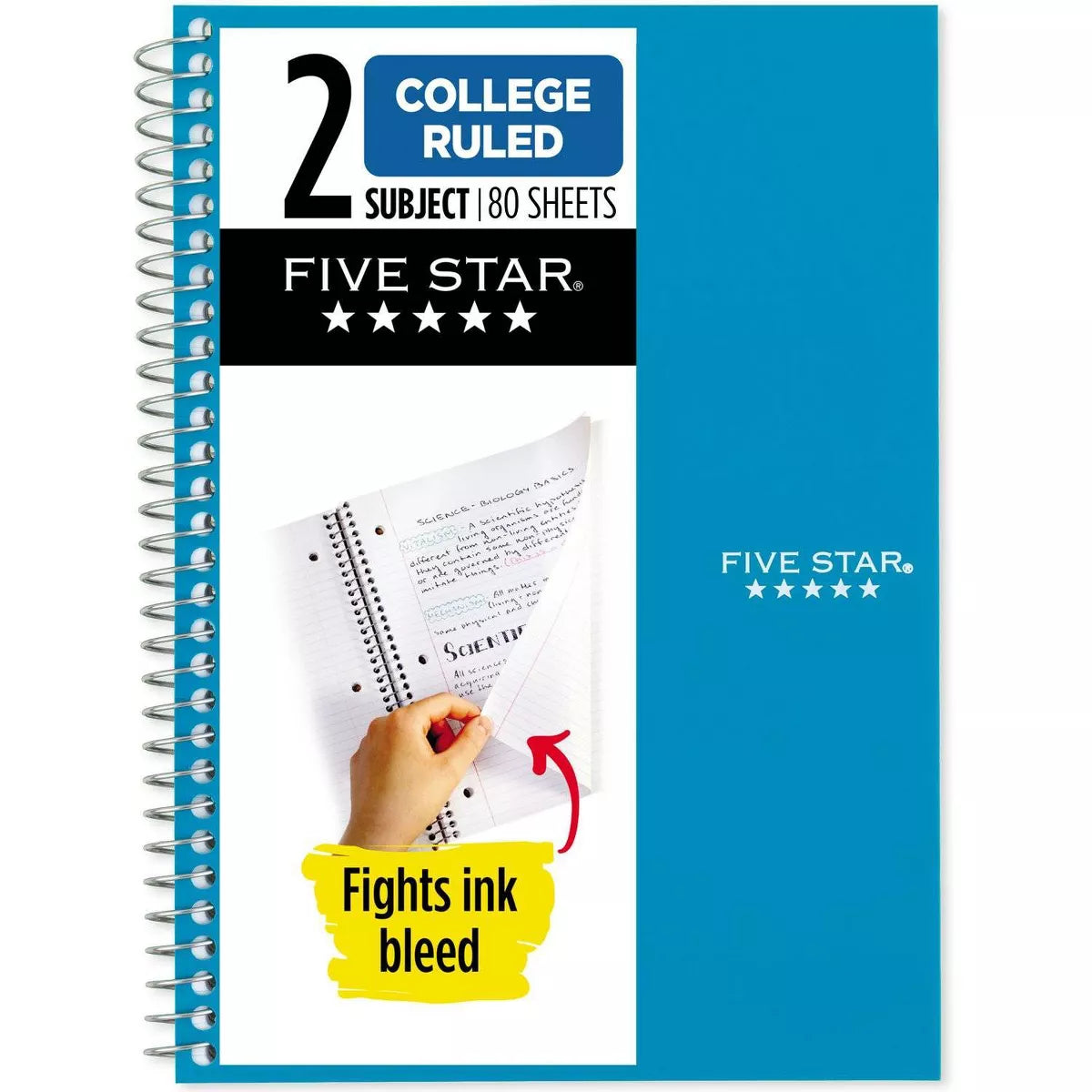 Five Star 2 Subject College Ruled Notebook - Assorted, 9.5" x 6"-071723121549-LR-354811-3-LR eShop