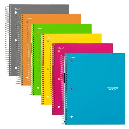 Five Star 5 Subject College Ruled Notebook - Assorted Colors, 11" x 8 1/2"-043100061120-LR-324380-1-LR eShop