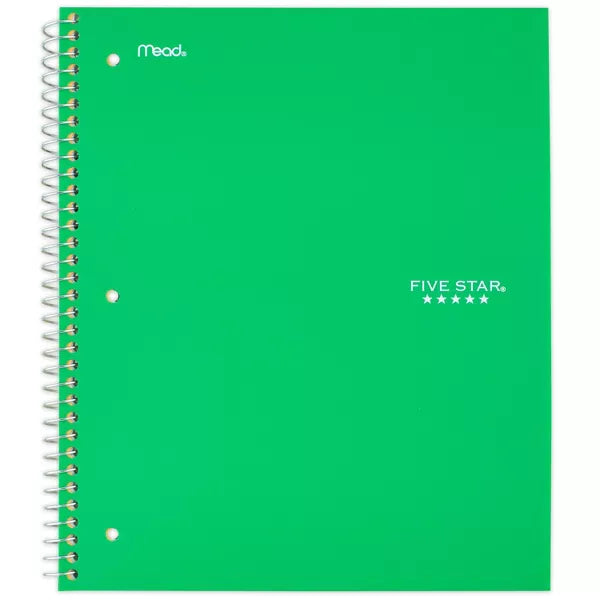 Five Star 5 Subject College Ruled Spiral Notebook - Assorted Colors-043100062080-LR-50690-8-LR eShop