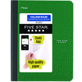 Five Star College Ruled Composition Book - Assorted Colors, 9.75" x 7.5"-071723122348-LR-354813-3-LR eShop