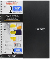 Five Star College Ruled Spiral Notebook - Assorted Colors, 2 Subject-043100061885-LR-07585-1-LR eShop