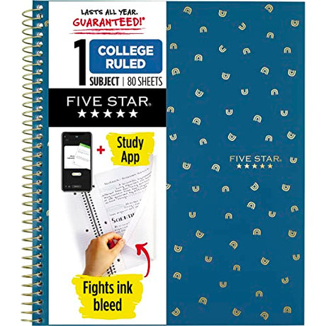 FIVE STAR College Ruled Star Style Spiral Notebook - Assorted Colors & Patterns, 1 Subject-071723096618-LR-349735-1-LR eShop