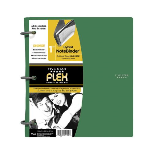 Five Star Flex 1 Subject College Ruled Hybrid Notebook Binder, 80 sheets, Assorted Colors-00043100293286-LR-185147-1-LR eShop