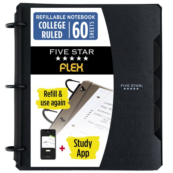 FIVE STAR Flex College Rules Refillable Hybrid NoteBinder - Assorted Colors, 1"-00043100293286-LR-185147-7-LR eShop