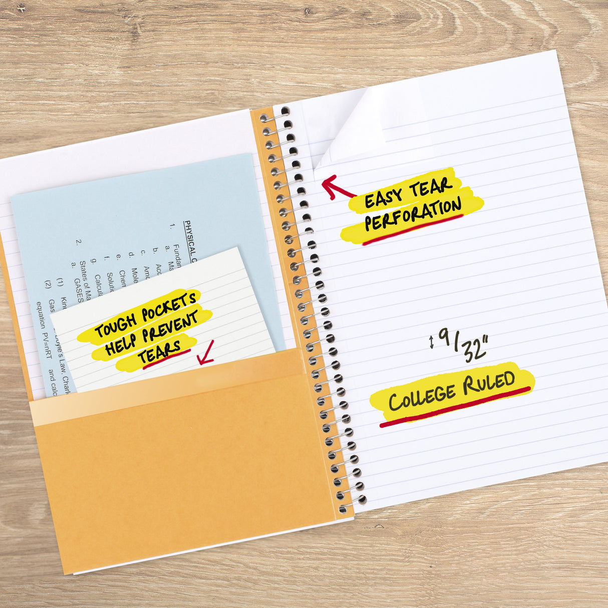 Five Star Recycled Notebook, 3 Subject, College Ruled, 6" x 9 1/2"-071723289218-LR-363505-2-LR eShop