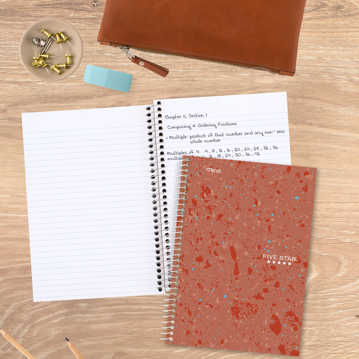 Five Star Recycled Notebook, 3 Subject, College Ruled, 6" x 9 1/2"-071723289218-LR-363505-5-LR eShop