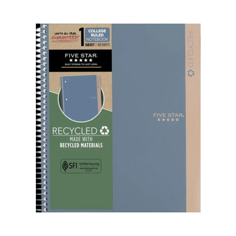 Five Star Recycled Notebook - 9.75" W X 11" L College Ruled Spiral - Assorted-071723078829-LR-346442-1-LR eShop