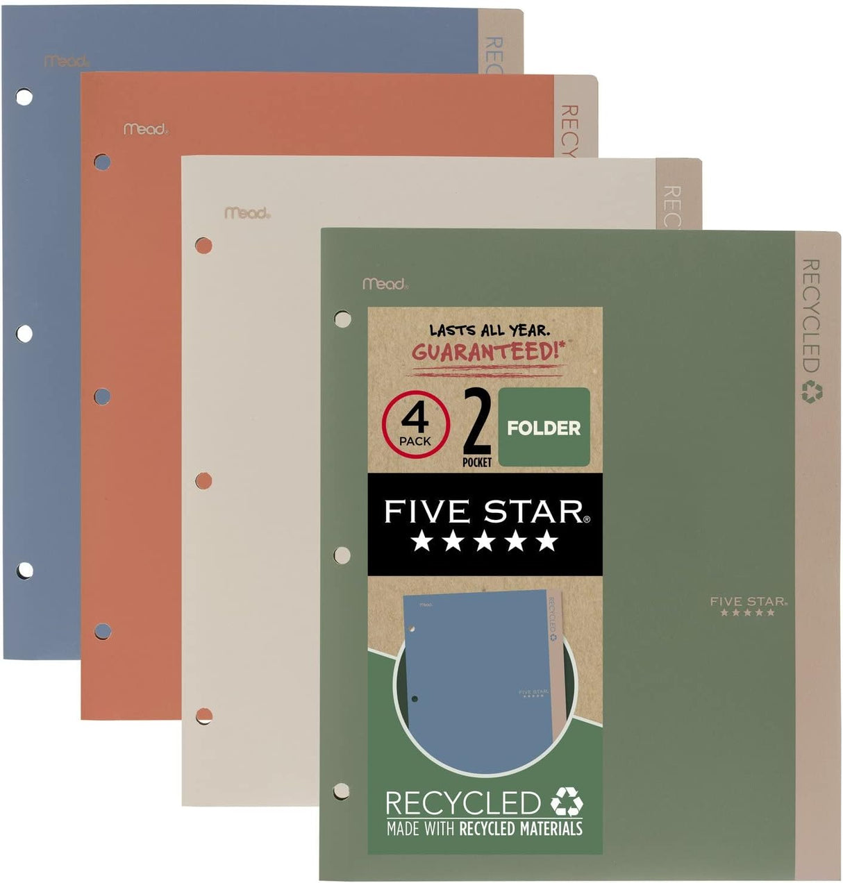 Five Star Recycled Pocket Folder - 2 pack, Assorted-071723079024-LR-346443-2-LR eShop