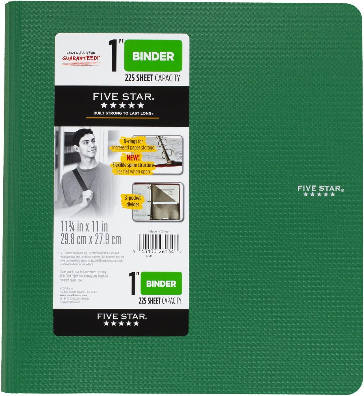 FIVE STAR Three Ring Plastic Binder - Assorted Colors, 1"-043100261346-LR-324386-5-LR eShop