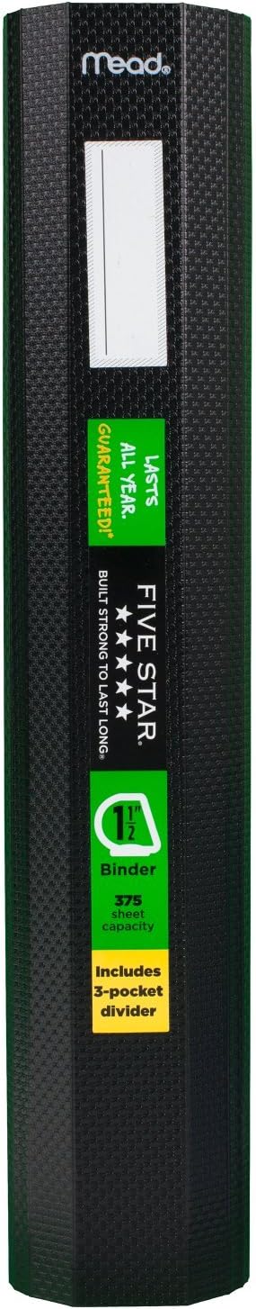 FIVE STAR Three Ring Plastic Binder - Assorted Colors, 1.5"-043100261360-LR-325897-4-LR eShop