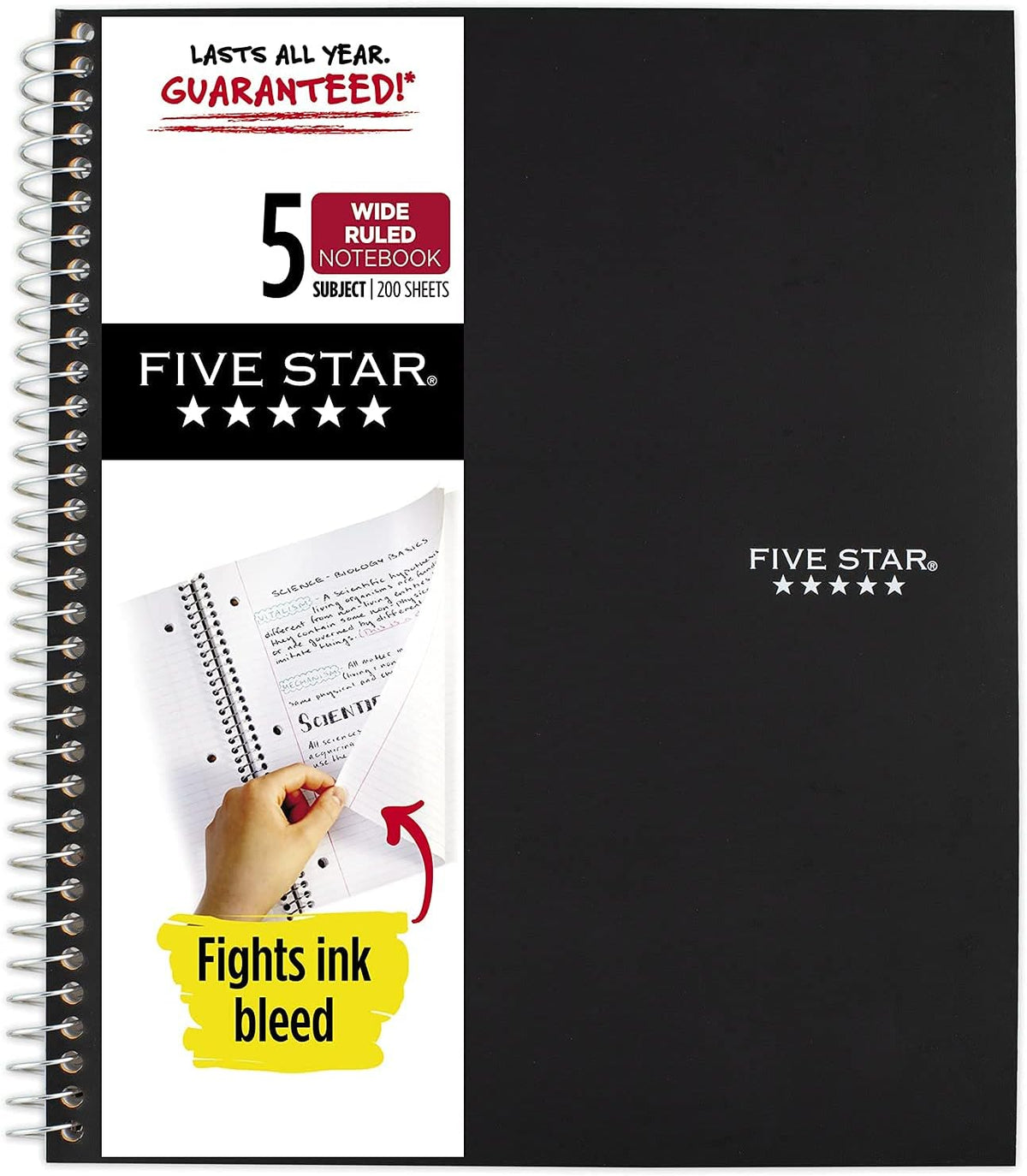 Five Star Wide Ruled Spiral Notebook - Assorted Colors, 5 Subject-043100052067-LR-18341-1-LR eShop
