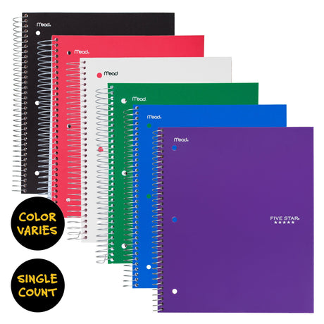 Five Star Wide Ruled Spiral Notebook - Assorted Colors, 5 Subject-043100052067-LR-18341-2-LR eShop