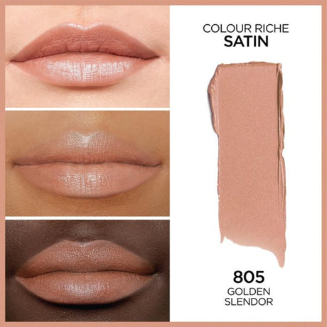 L'Oreal Paris Colour Riche Original Satin Lipstick for Moisturized Lips, Golden Splendor, 0.13 oz.