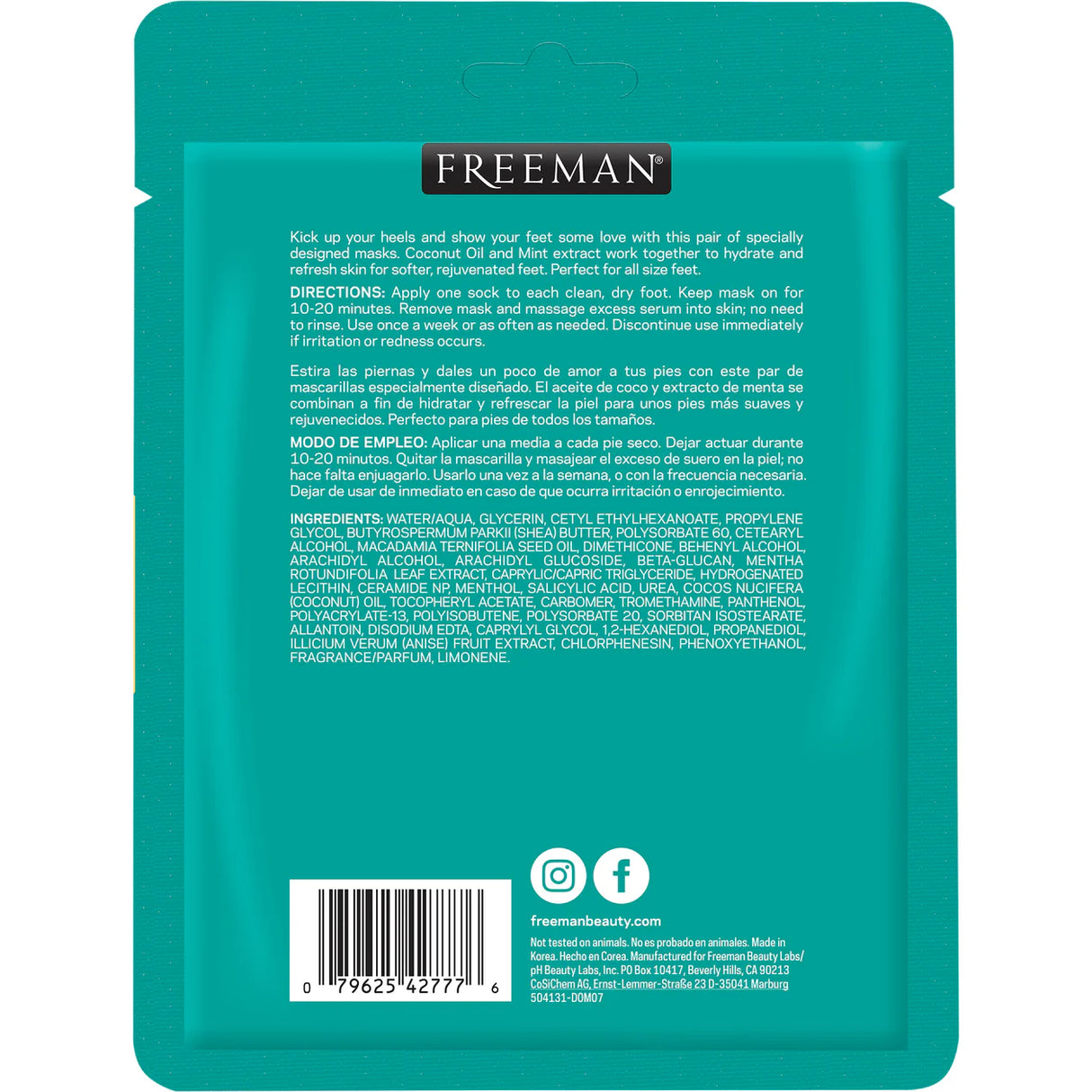 FREEMAN Flirty Feet Moisturizing and Smoothing Foot Mask, 1 count-079625427776-LR-345758-5-LR eShop