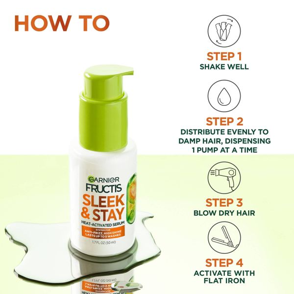 Garnier Fructis Sleek & Shine Sleek & Stay Heat-Activated Hair Serum, 1.7 oz-3600542619929-LR-361650-5-LR eShop