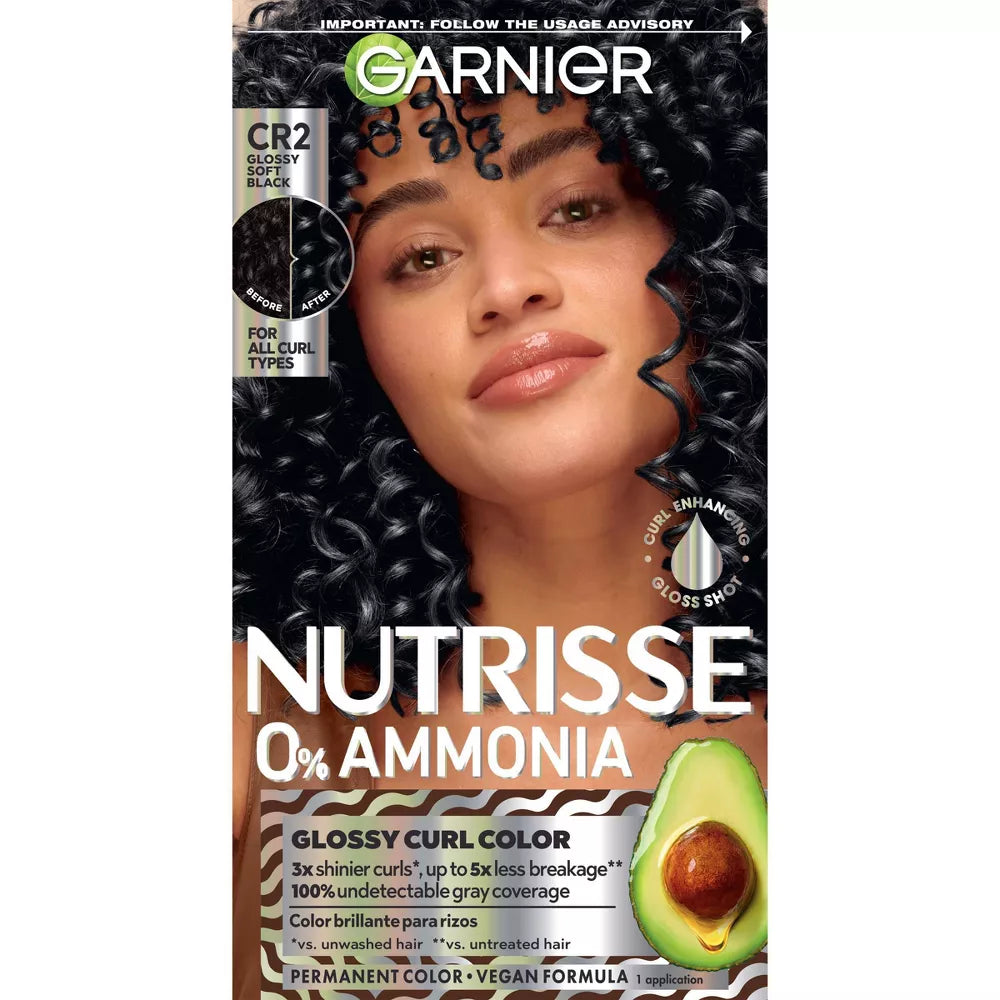 Garnier Nutrisse Curls Permanent Hair Color - CR2 Glossy Soft Black-603084092611-LR-361787-1-LR eShop