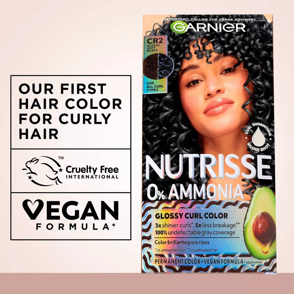 Garnier Nutrisse Curls Permanent Hair Color - CR2 Glossy Soft Black-603084092611-LR-361787-14-LR eShop