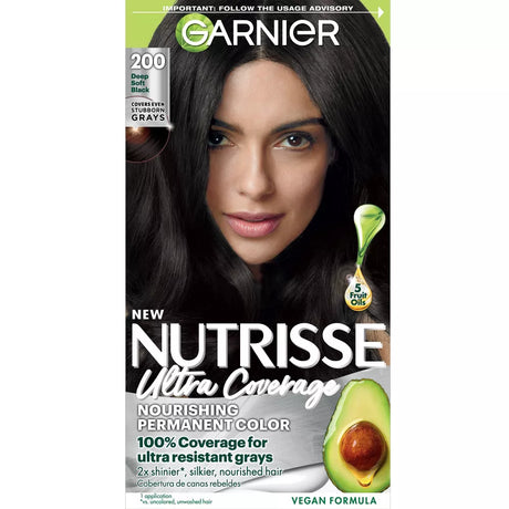 Garnier Nutrisse Ultra Coverage 100% Gray Coverage Permanent Hair Color - 200 Deep Soft Black-603084496990-LR-361812-1-LR eShop