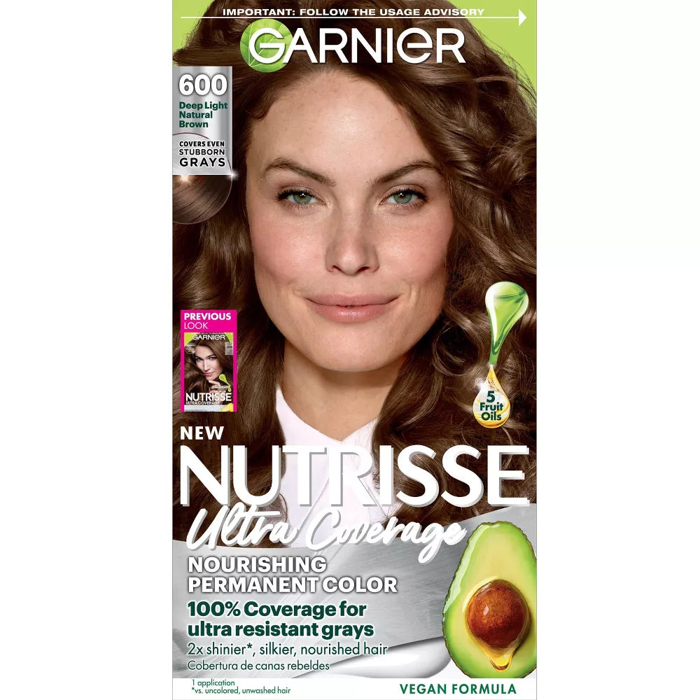 Garnier Nutrisse Ultra Coverage 100% Gray Coverage Permanent Hair Color - 600 Deep Light Natural Brown-603084497034-LR-361815-1-LR eShop