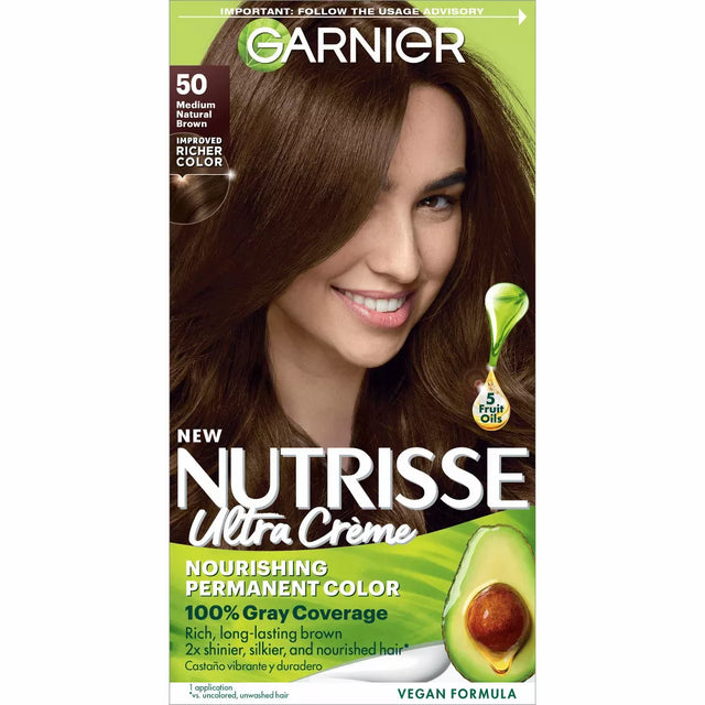 Garnier Nutrisse Ultra Creme Nourishing Permanent Hair Color - 50 Medium Natural Brown-603084242702-LR-251514-1-LR eShop
