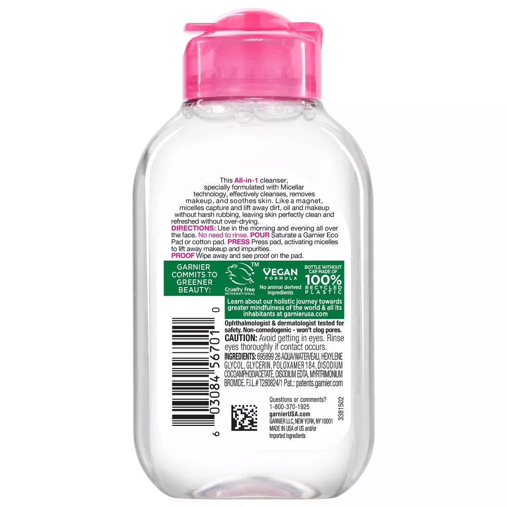 Garnier SkinActive Micellar Cleansing Water - All-In-1, 3.4 oz-603084490943-LR-309787-2-LR eShop