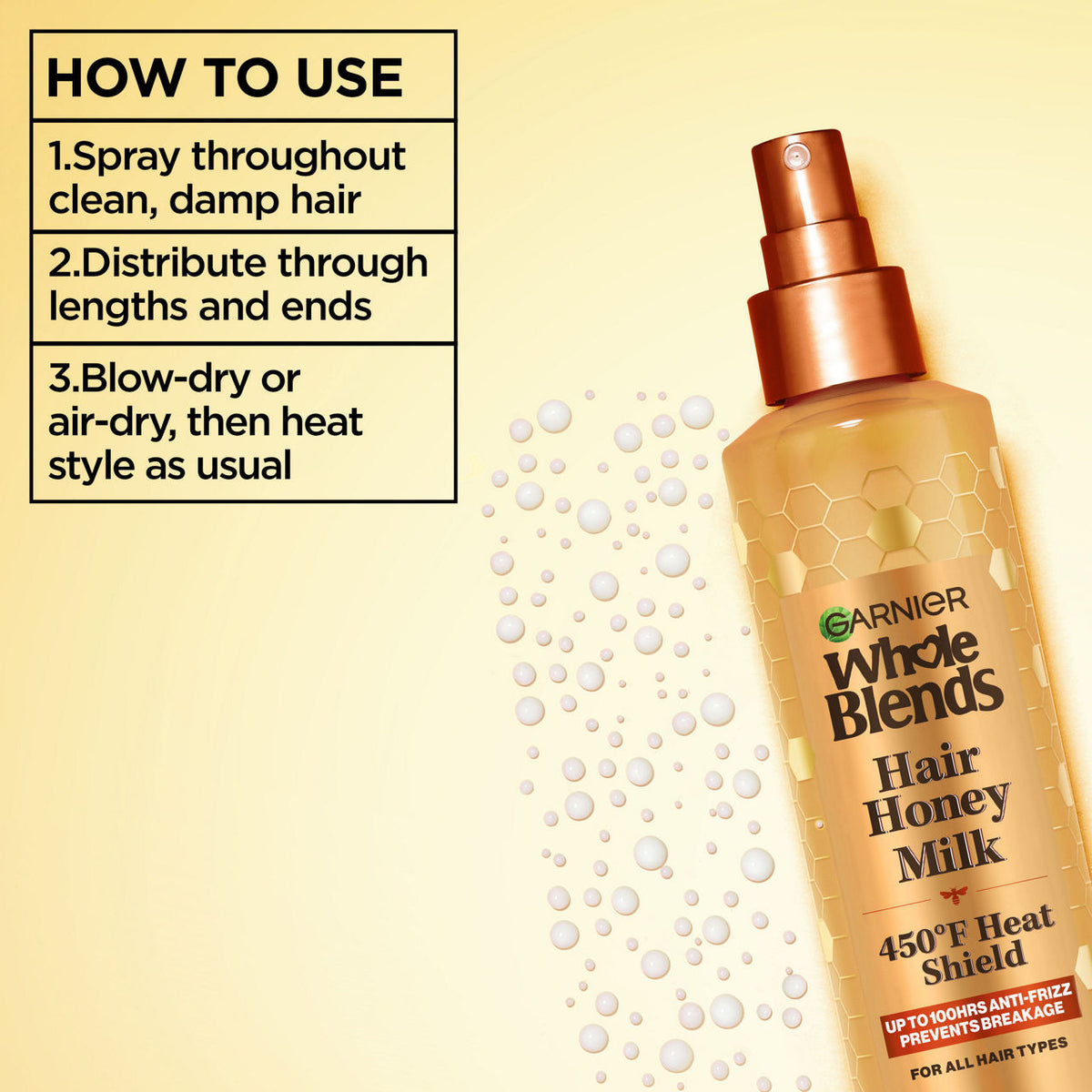 Garnier Whole Blends Hair Honey Milk Heat Shield Spray, 8.5 oz-603084083138-LR-361664-6-LR eShop