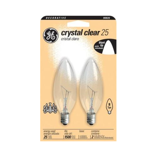 GE 25W Crystal Clear Multi Use Blunt Tip Chandelier Light Bulb (2-Pack)-043168749787-LR-226003-1-LR eShop