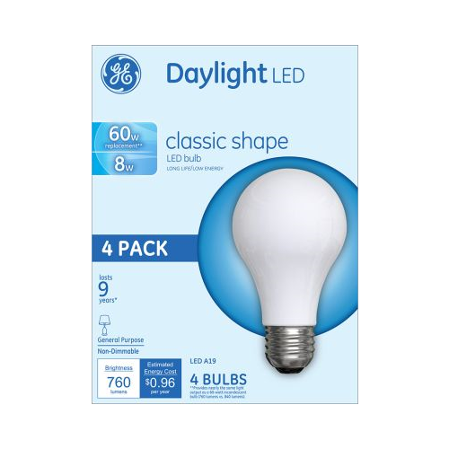 GE 8W A19 Daylight LED Classic Shape Light Bulb-043168991926-LR-321348-1-LR eShop