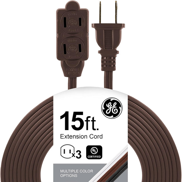 GE Extension Cord with Twist-to-Close Outlets - Brown, 15 feet-043180002402-LR-225702-1-LR eShop