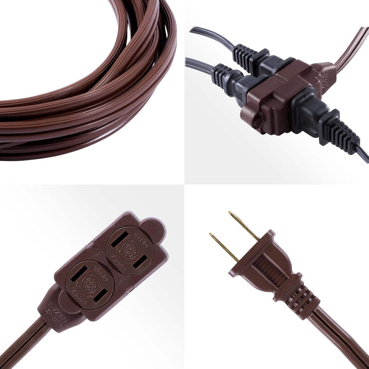 GE Extension Cord with Twist-to-Close Outlets - Brown, 15 feet-043180002402-LR-225702-4-LR eShop