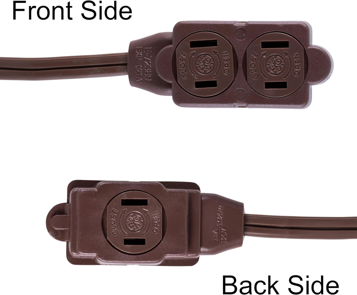 GE Extension Cord with Twist-to-Close Outlets - Brown, 15 feet-043180002402-LR-225702-5-LR eShop
