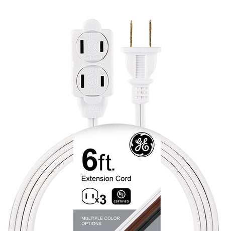 GE Extension Cord with Twist-to-Close Safety Outlets - White, 6 feet-043180002211-LR-226959-1-LR eShop