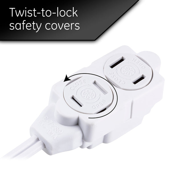 GE Extension Cord with Twist-to-Close Safety Outlets - White, 6 feet-043180002211-LR-226959-3-LR eShop